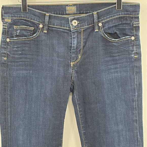 Citizens of Humanity Kelly Low Rise Boot Cut Raw Hem Jeans Dark Wash - Size 30 - Picture 2 of 10